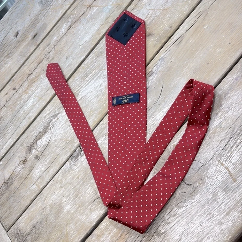 Brooks Brothers Polka Dot Silk Tie. Power | Handmade | Red White | EUC - Picture 5 of 11
